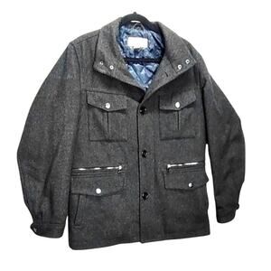 Michael Kors Mens Wool Blend Cargo Jacket Size Small Dark Grey Charcoal Designer